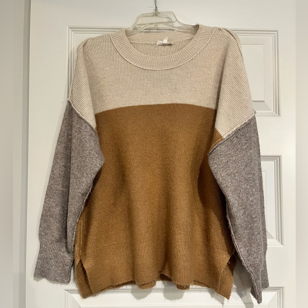 Mystree Women's Tri-Tone Colorblock Sweater